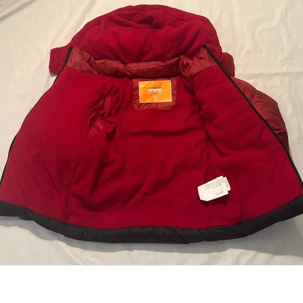 Operation Warm Removable Hooded Coat Black & Red Size 3T